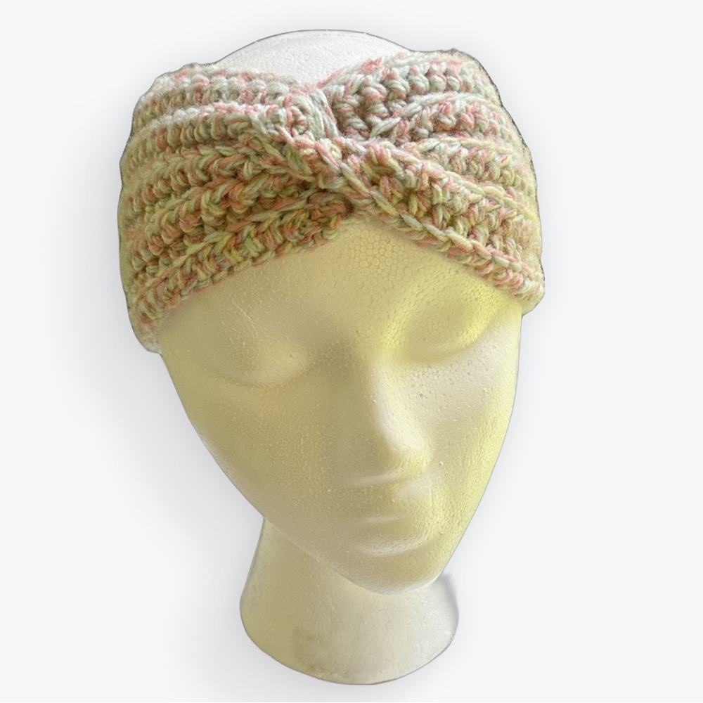 Artisan Hand-Knit Variegated Pastels Soft Decorative Twist Headband ~ Toddler